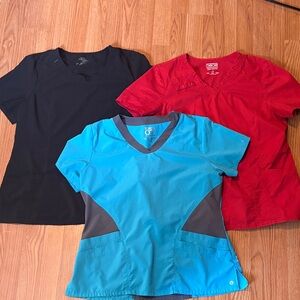 Women’s scrub tops - Black, Red, and Blue